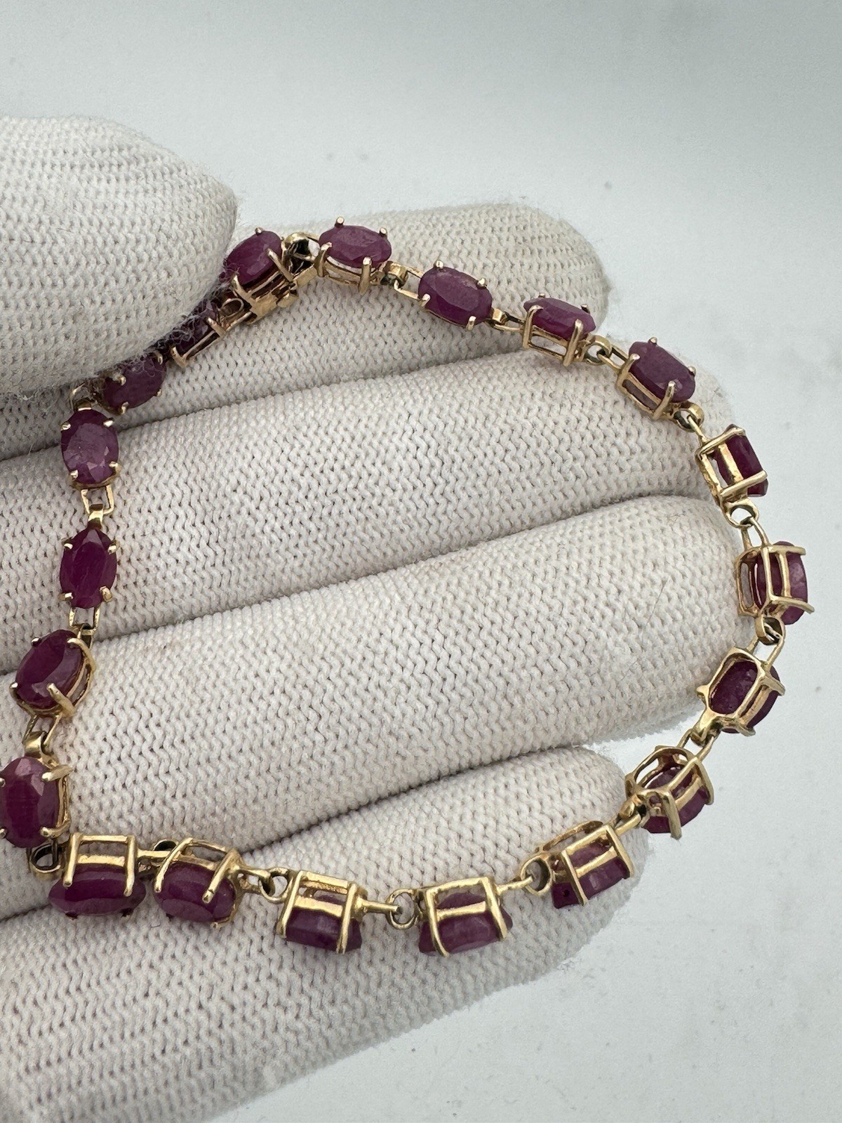 Over 100 Years Old Antique 10k Gold Ruby Bracelet Tennis