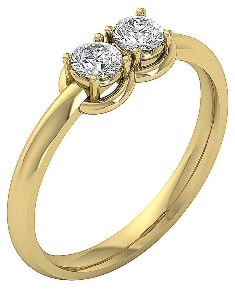 Forever Us Two Stone Ring SI1 G 0.55Ct Natural Round Diamond 14K Gold 6.00MM