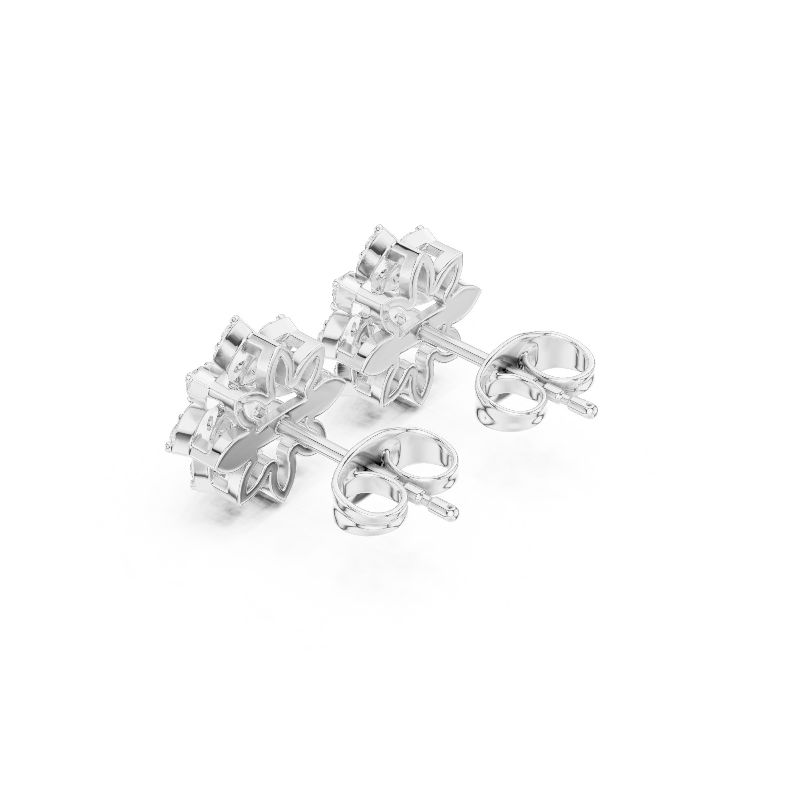 Certified VVS1 D Natural Diamond Women Alosia Floral Stud Earrings 14k Gold Over