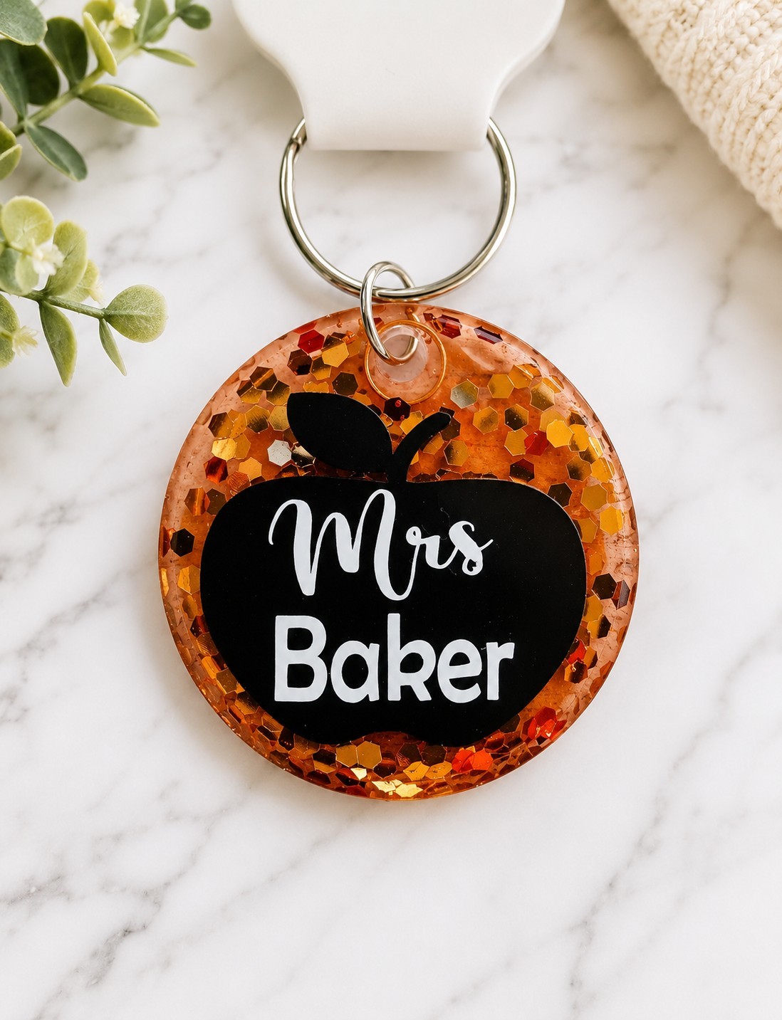 CUSTOM School Teacher Keychain Jewelry Gift Pendent w/ NAME Ornament