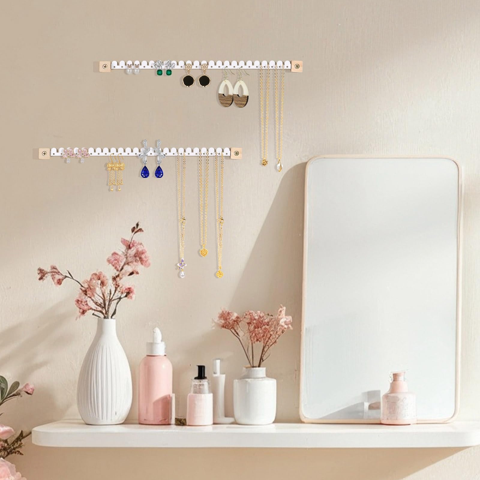Earring Organizer Wall Mounted 4 Pack Earring Holder Hanging Jewelry Organize…