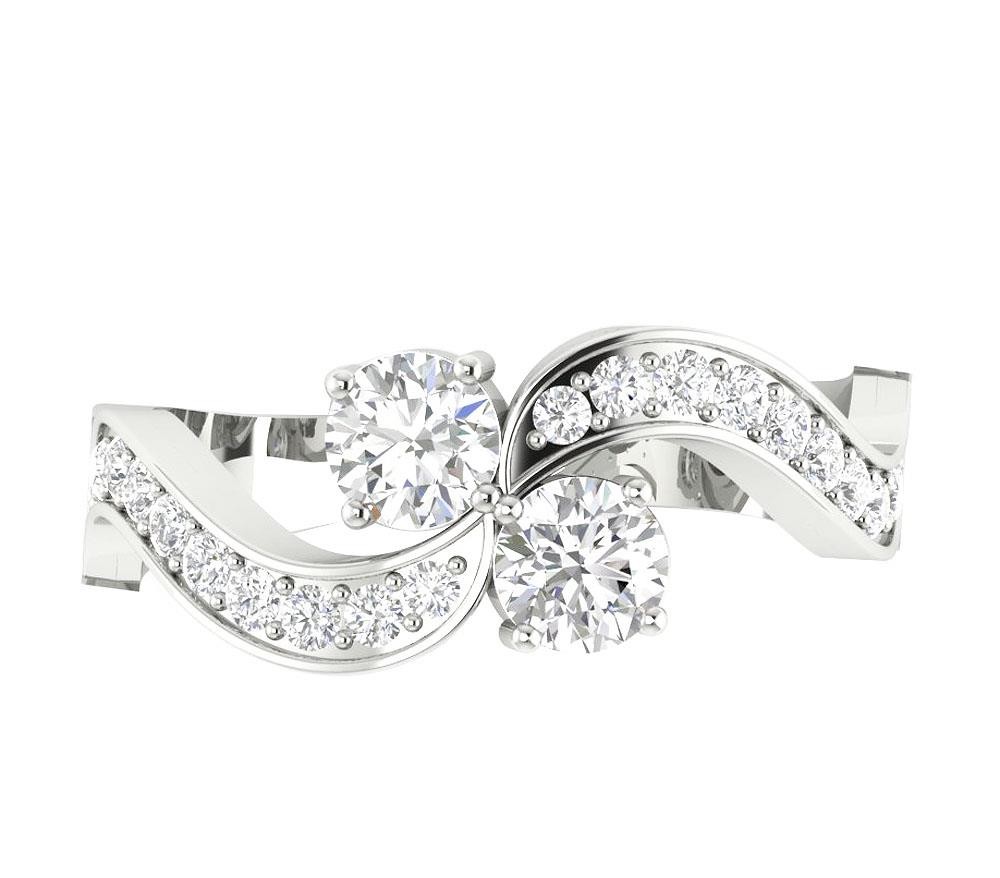 Forever Us Two Stone Lab Grown Diamond Solitaire Ring VS F 0.90Ct 14K Rose Gold