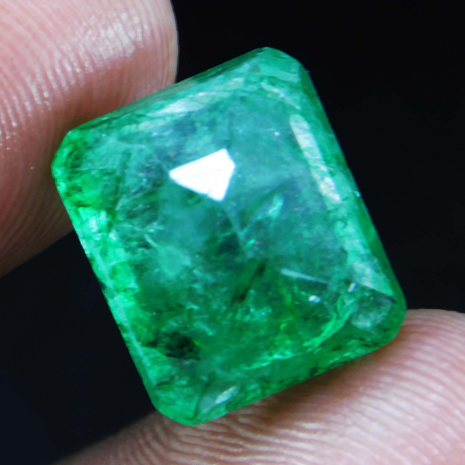 EMERALD 7.90 CT NATURAL COLOMBIAN EMERALD LOOSE STONE GEMSTONE 12.8 X 10.8 mm