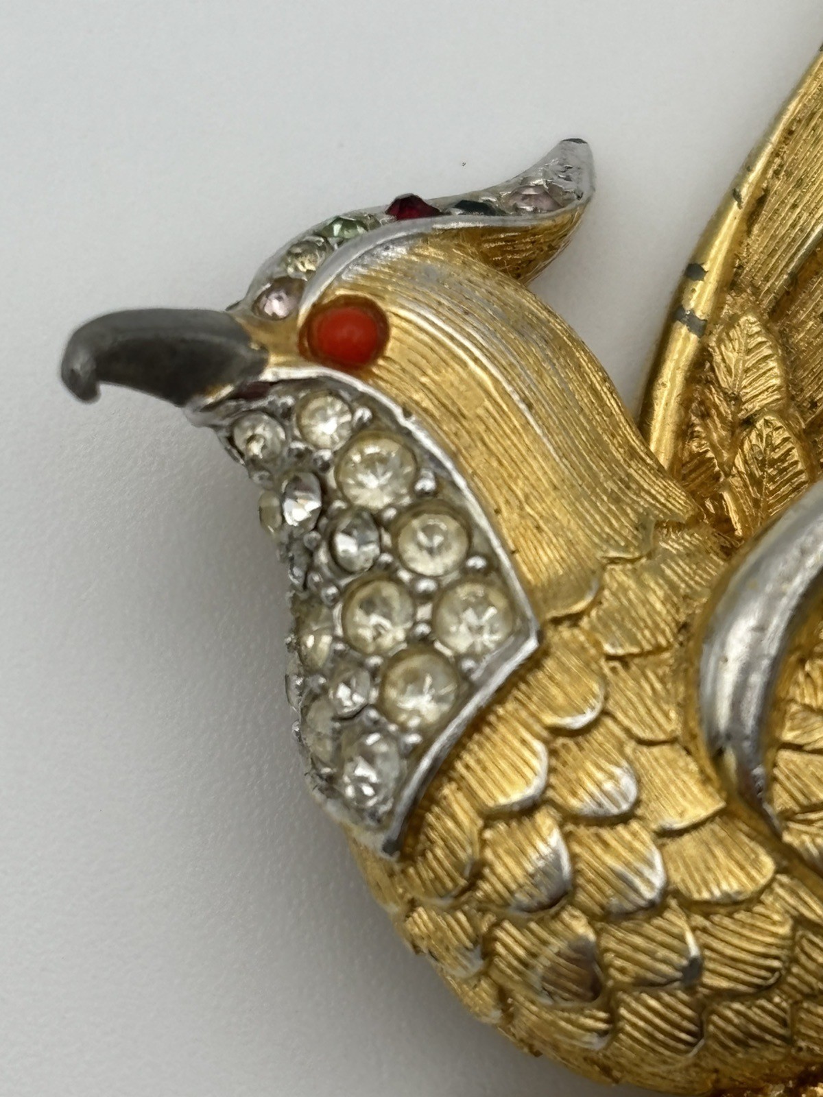 Vintage As-is Marcel Boucher Bird of Paradise Brooch Pin Gold Plated Rhinestones