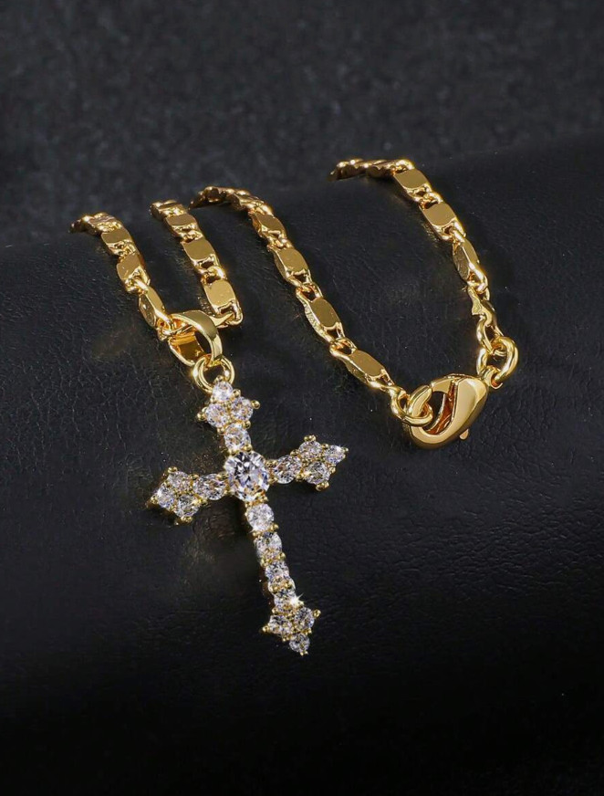 Collar con Crucifijo ® Cadena de Oro 10K Para Hombre Joyería Fina