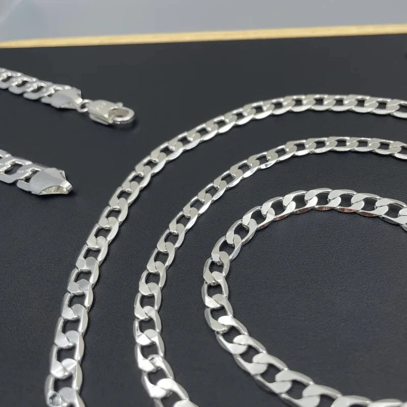 Mens 925 Sterling Silver Necklace 2/4/6/8/10/12MM 40-75cm Chain Necklace