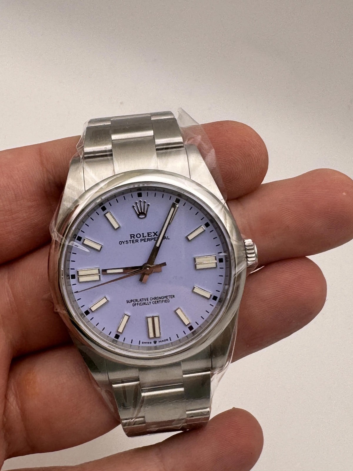 Rolex Oyster Perpetual 41mm 124300 Custom Lavender Dial Box & Papers + Original