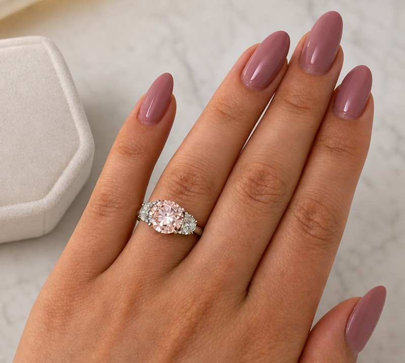 IGI Lab Created Diamond Ring 18k White Gold Fancy Vivid Pink 5.00 Ct Round Cut