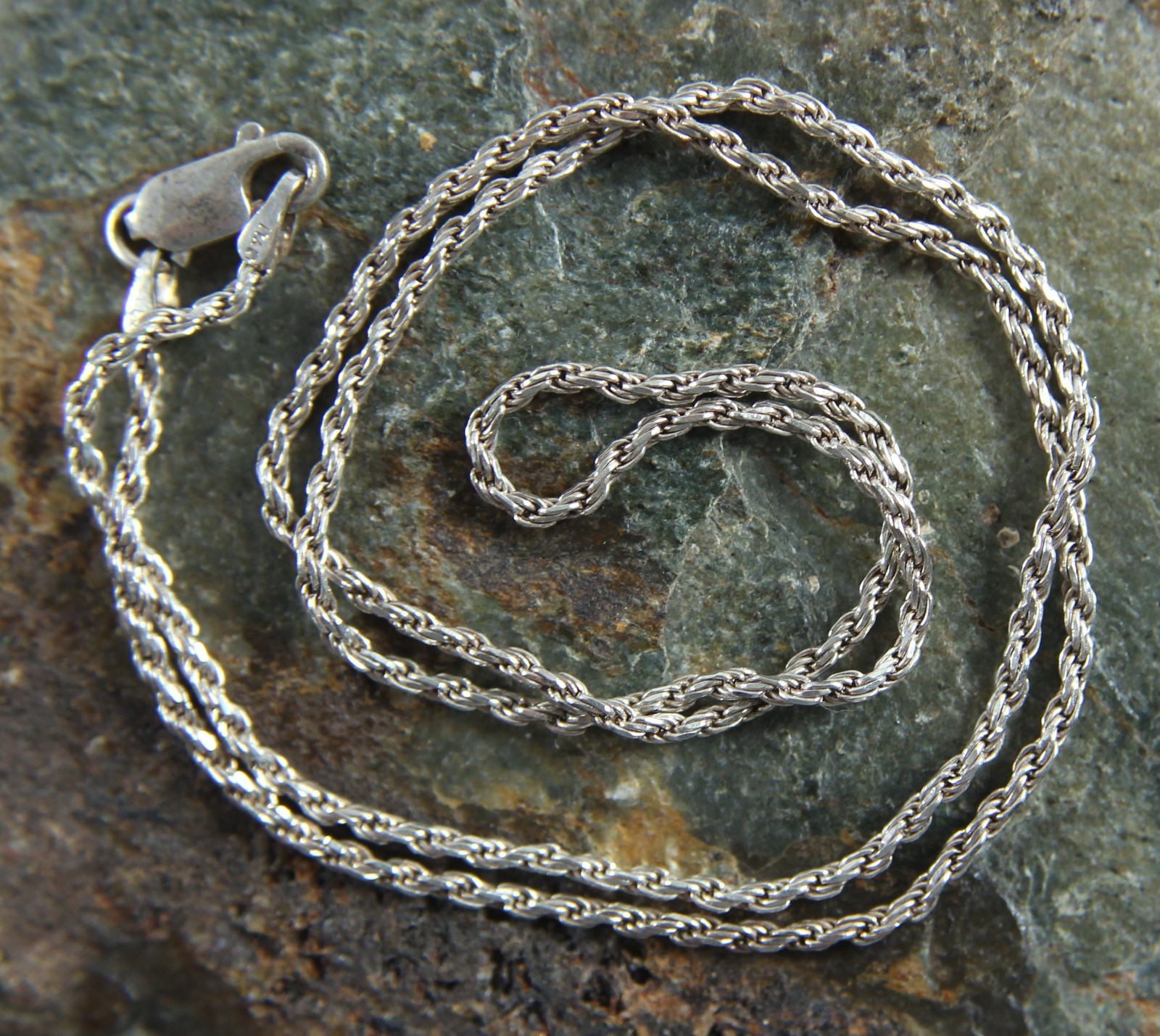 Vintage Braided Twist Chain Necklace 20.5 in. 925 Sterling Silver Signed RC