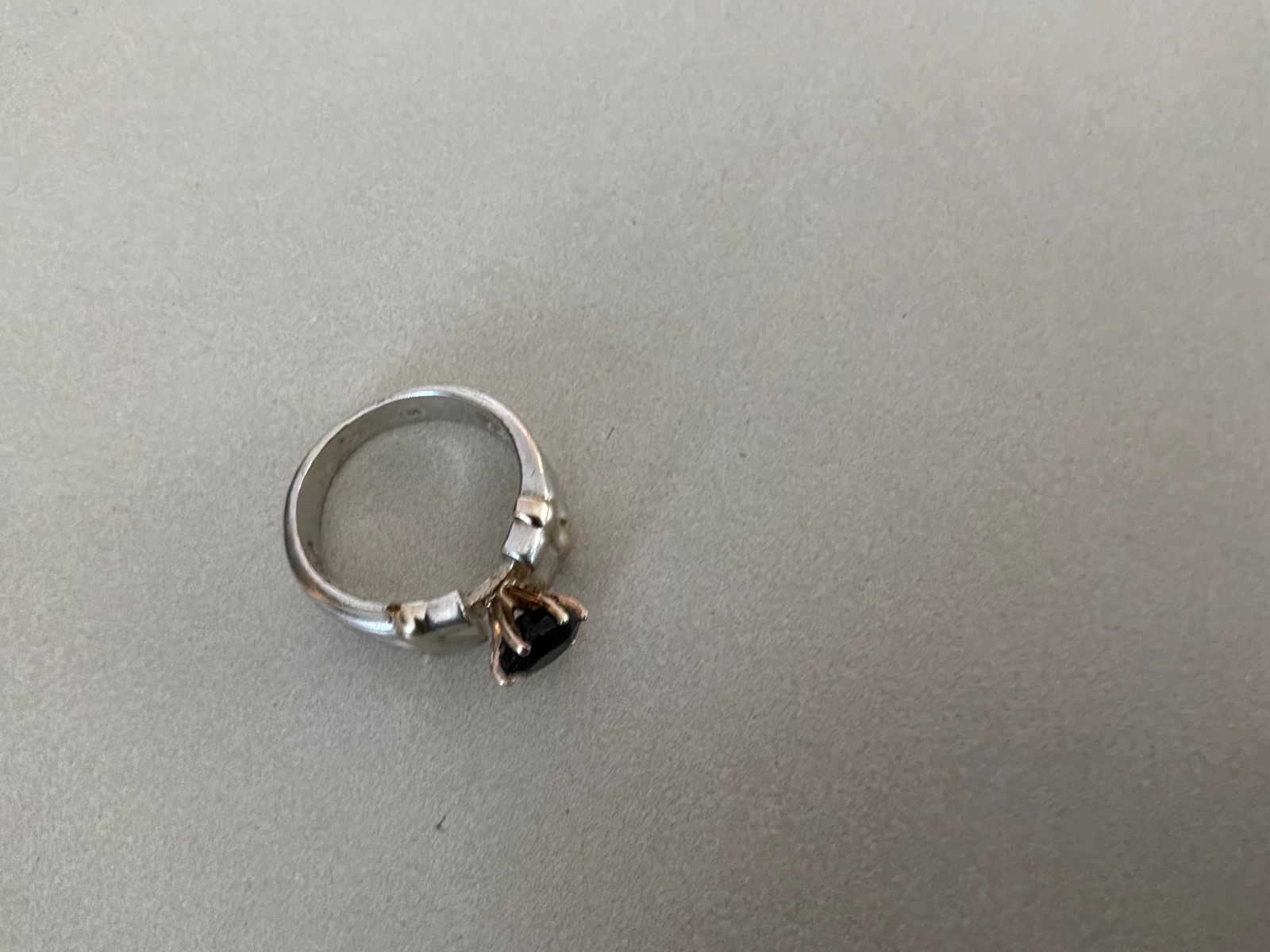 Vintage Purple Spinel Sterling Silver & 14k Yellow Gold Band Ring 1970’s