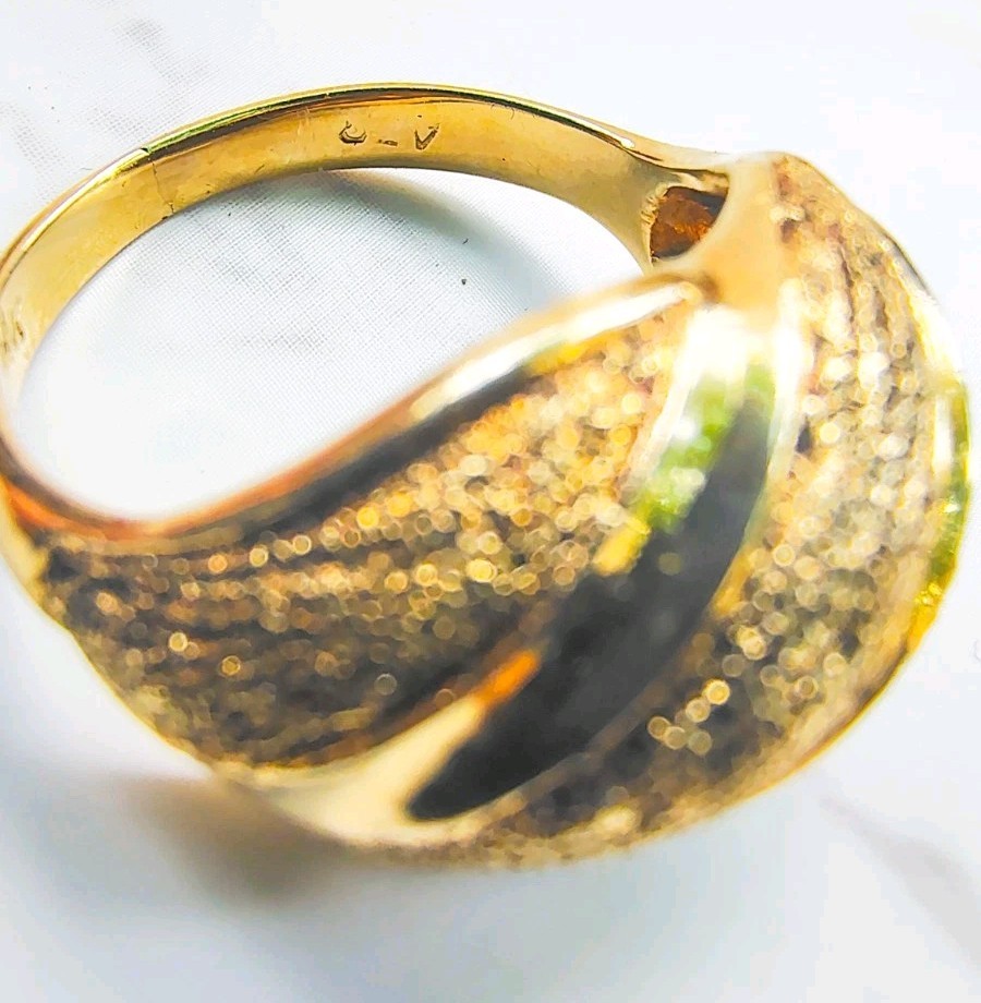 Antique 14K Yellow Gold Textured Dome Ring • Size 4.75 • 11.65mm • 4.97g