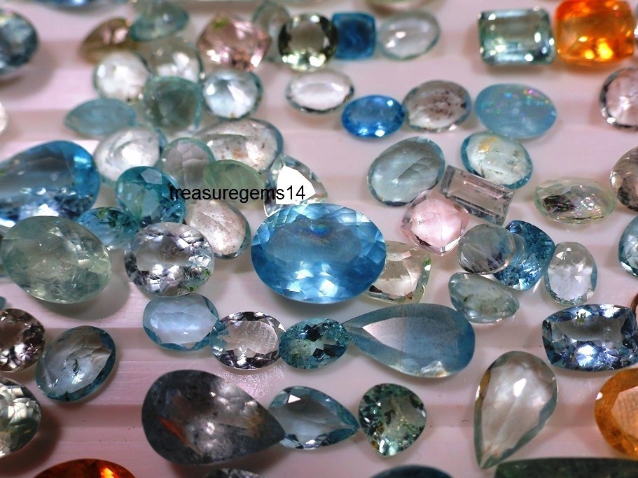 10 Carat Wholesale Lot Natural Santa Maria Aquamarine Faceted Cut Stone Gemstone