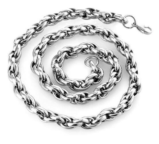 Pure Stainless Steel Round twisty Chain Men’s Necklace Sport Jewelry 8mm 24”
