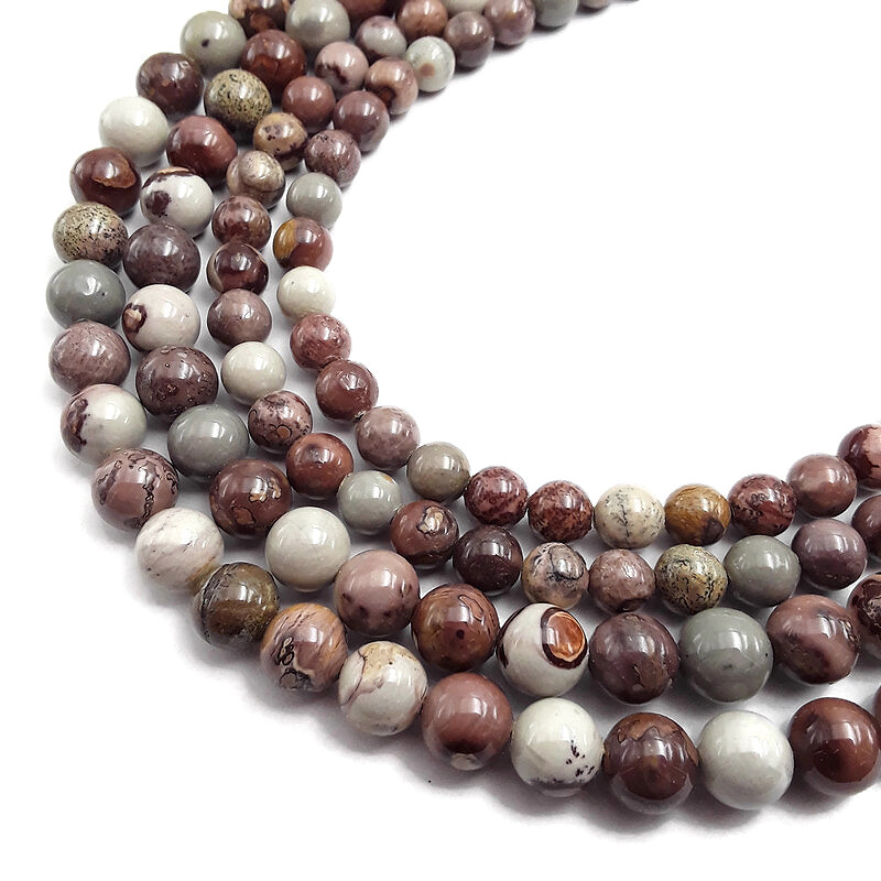 Chohua Coffee Bean Jasper Smooth Round Beads 6mm 8mm 10mm 12mm 15.5″ Strand
