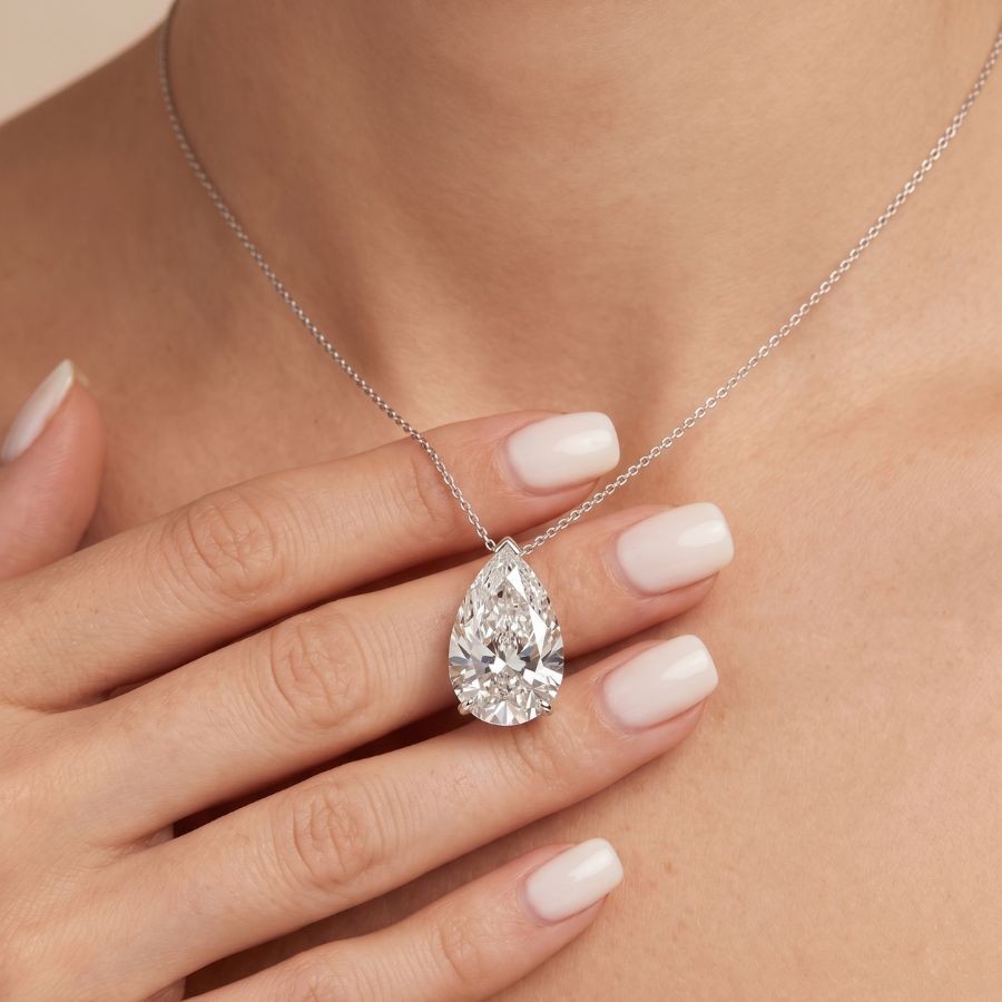 IGI 5.00 Ct Pear Lab Created Grown Diamond Pendant Necklace 14k White Gold