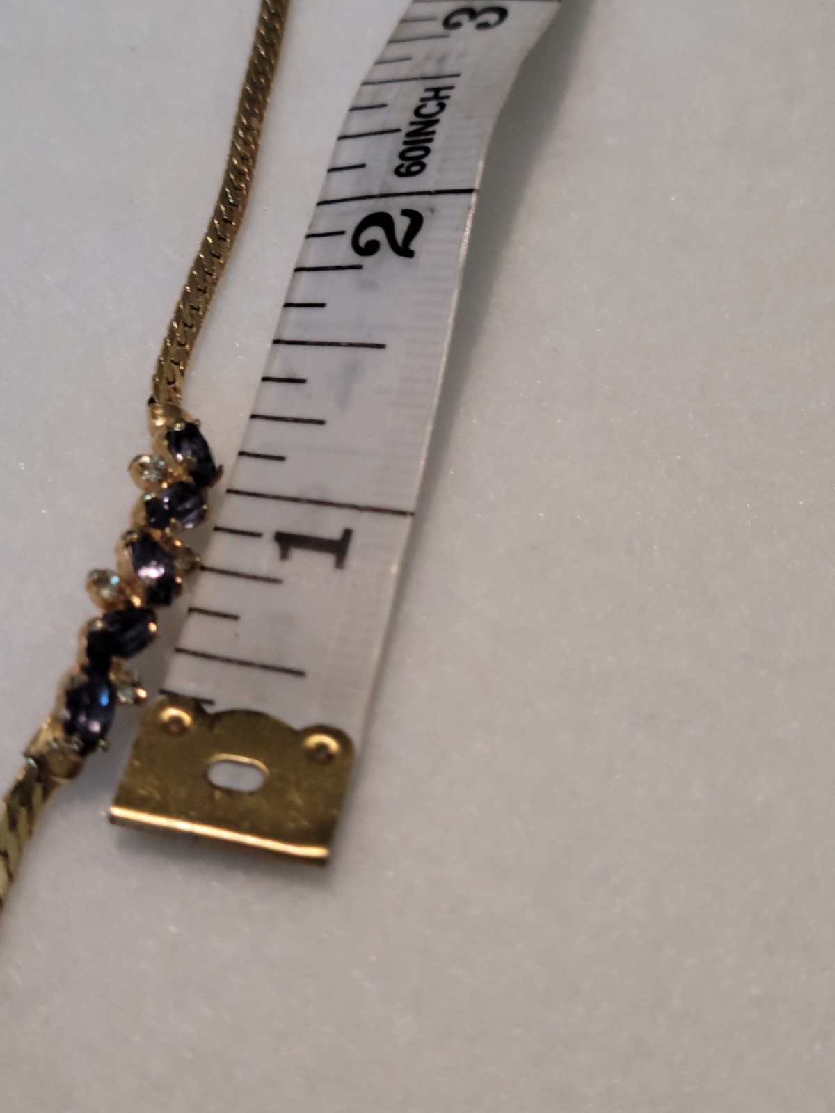 Vtg Gold Tone Dainty Bracelet Purple Rock Rhinestone Faux Amethyst Jewelry 7.5″