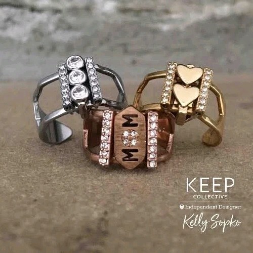 KEEP Collective SILVER RING Size M/L 7-9 Adjustable Charm Key Keeper NEW
