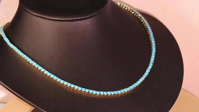 20TCW Round Cut Lab Created Diamond Tennis Necklace 14k Yellow Gold Plated