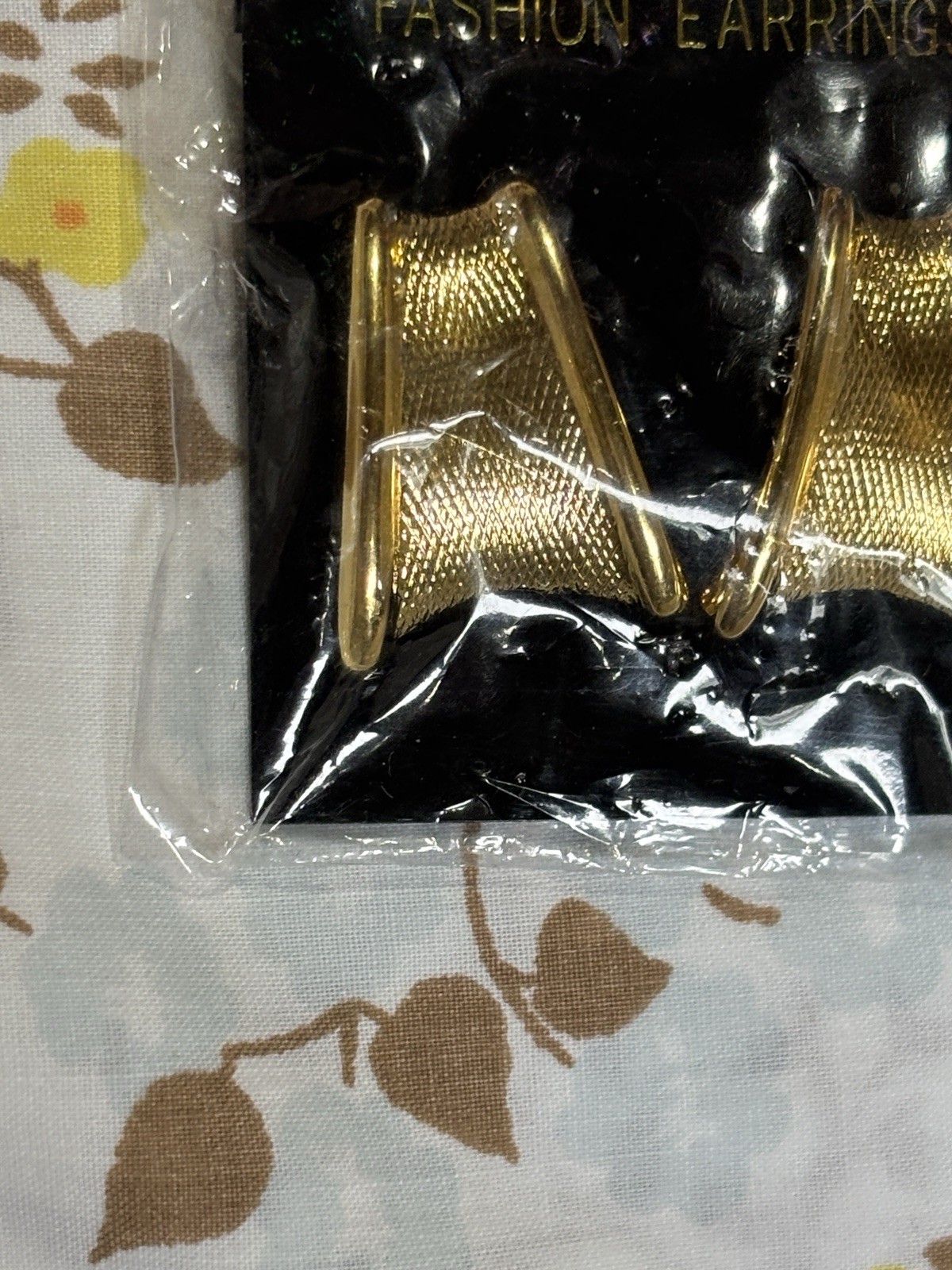 Vintage Gold Tone Textured Triangle Post Earrings NOS 80s Statement