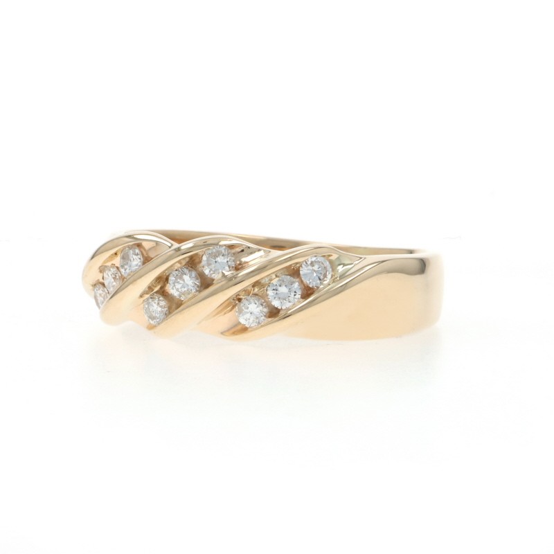 Yellow Gold Diamond Band – 14k Round Brilliant .25ctw Wedding Ring