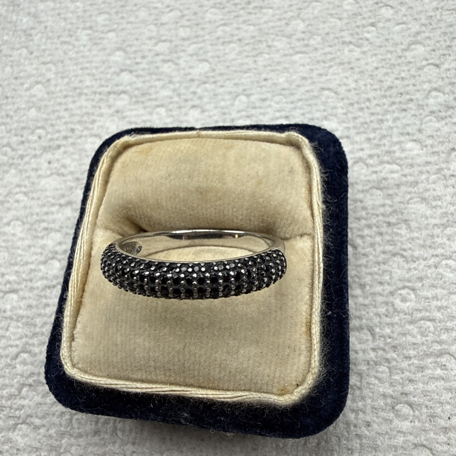 Sterling Silver Micro Pave CZ Split Shank Band Ring Sz 7.75 2g