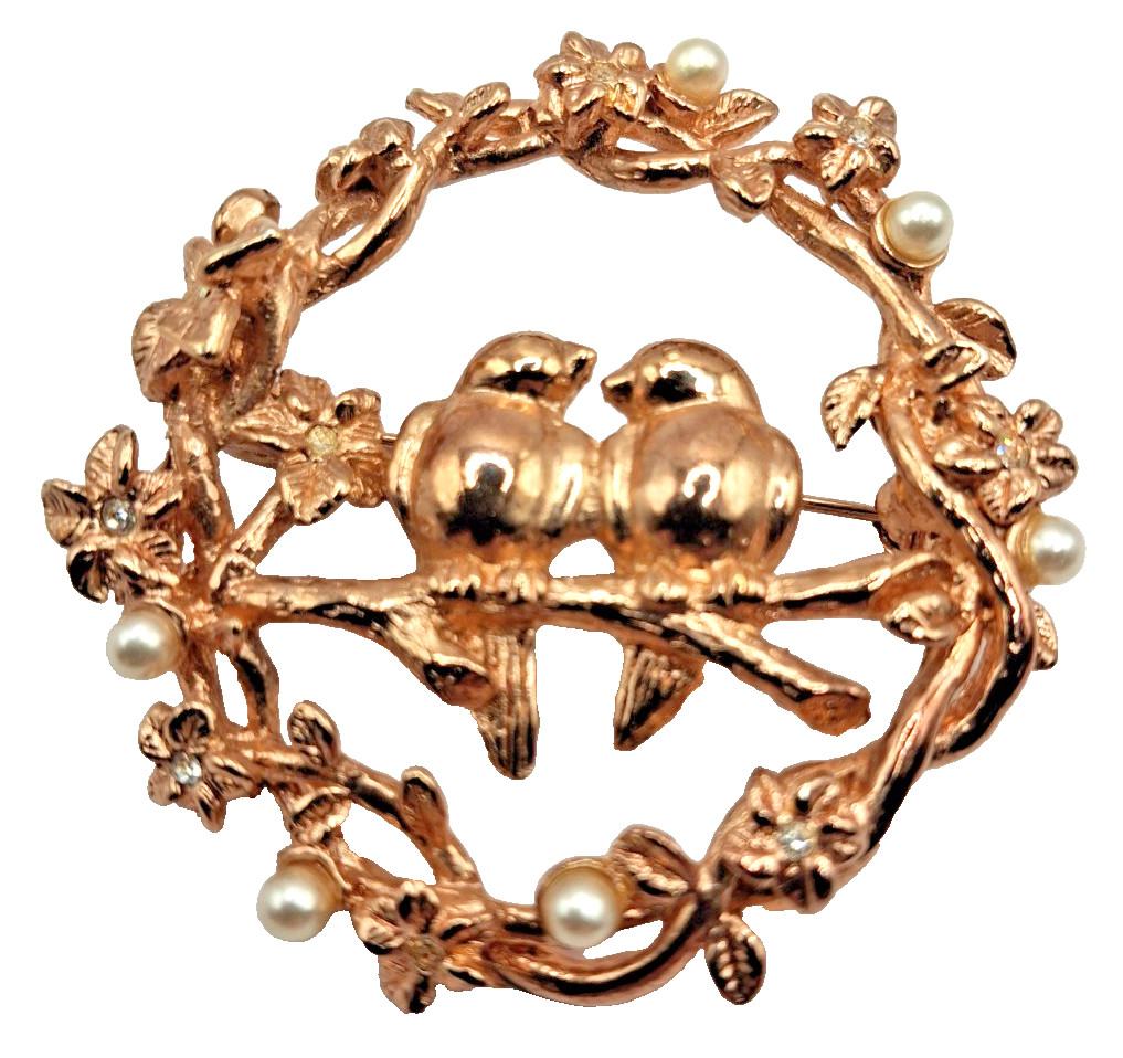 Vintage Bird Jewelry Lot of 3 Toggle Necklace Brooch Tac Pin Nest Roman Avon 18″
