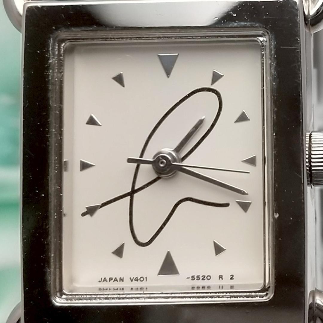 Working Agnes B Bangle Watch Rectangular Brand Logo Ladies