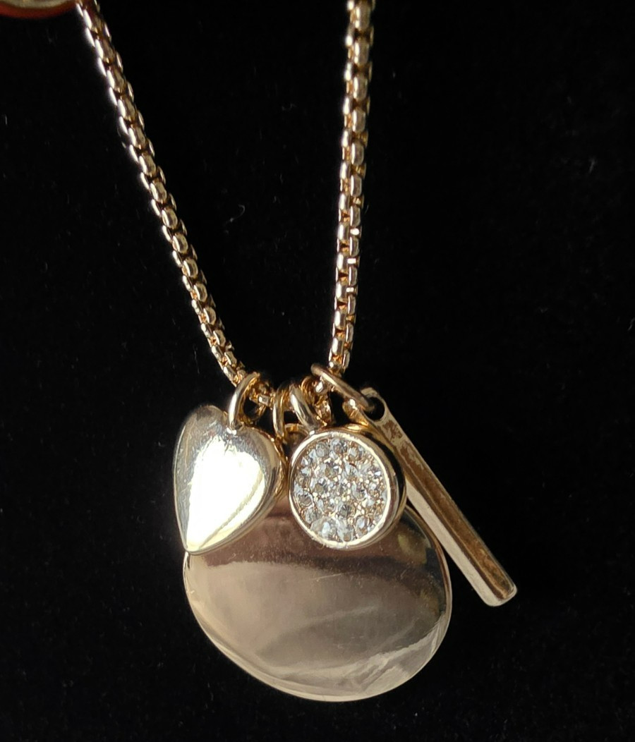 CHICOS ORANGE GOLD TWO IN ONE NECKLACE