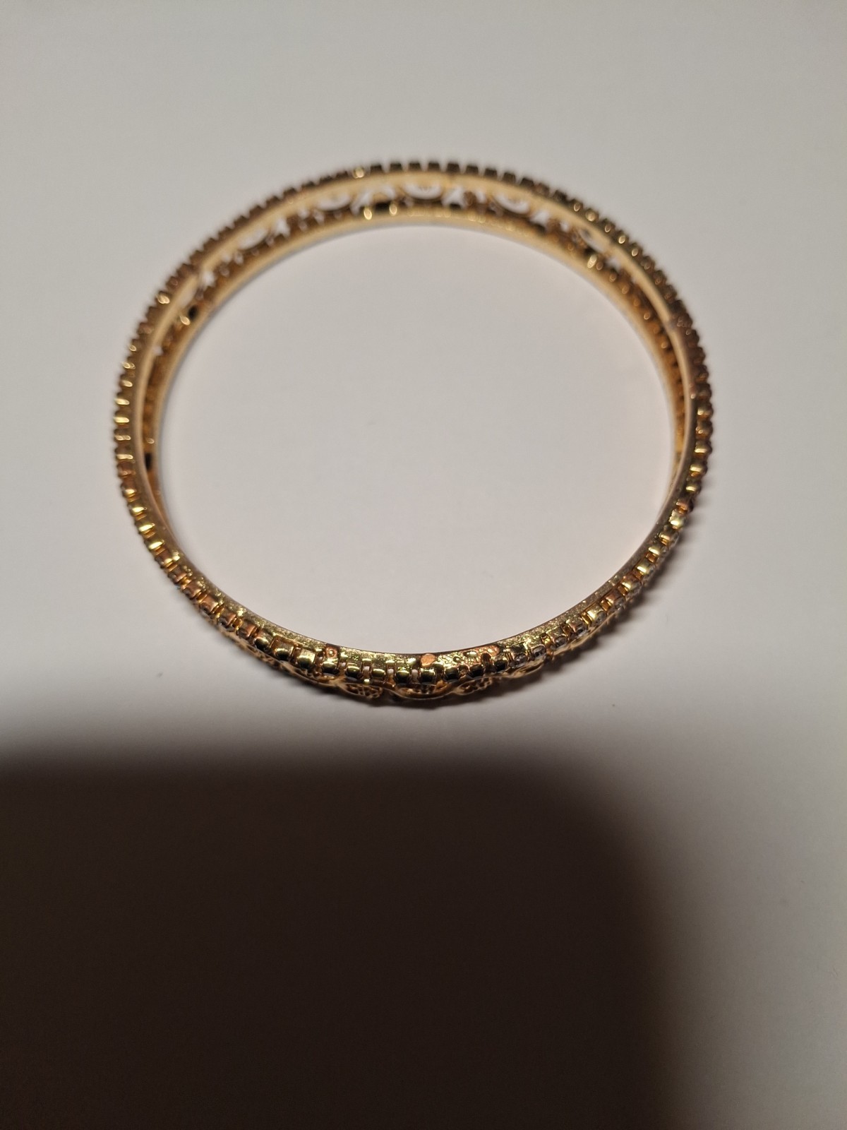 Gold Colored Bangle Bracelet With Red Green And White Gems