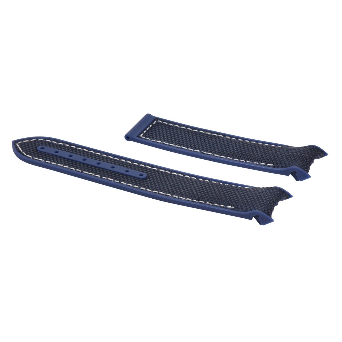 22mm Blue Nylon Rubber Replacement Strap White Stitching For Omega Seamaster