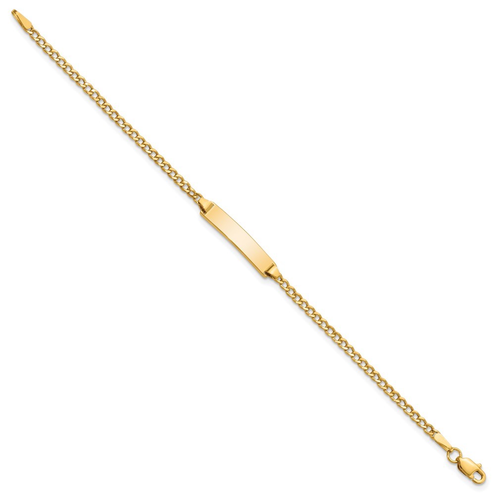 10k Yellow Gold Semi-solid Curb Link ID Bracelet 6″