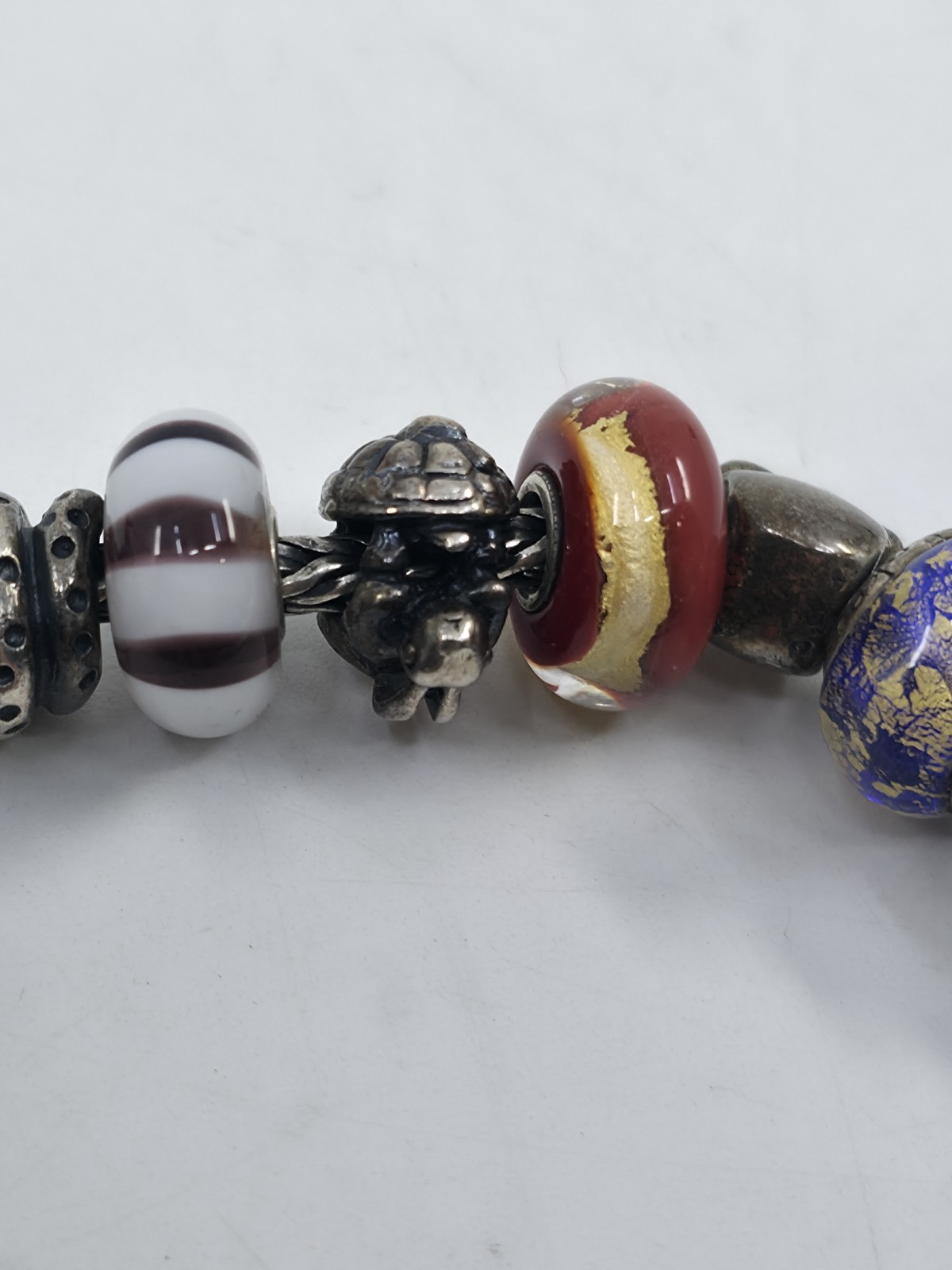 Trollbeads LAA 925S Silver Bracelet Big Fish Lock Yin Yang Blue Desert Beads