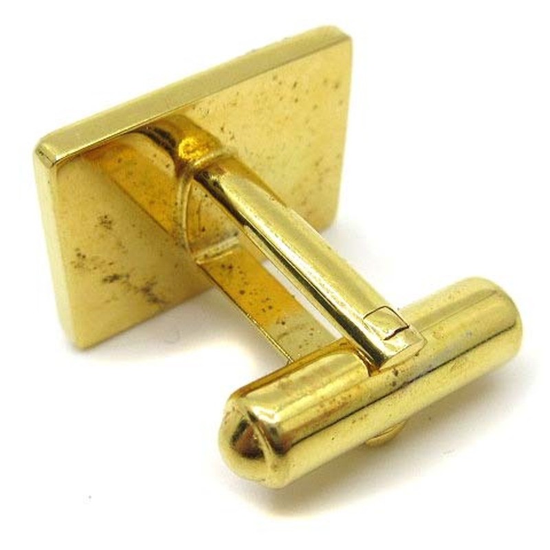 HERMES H Logo Square Cufflinks Gold Vintage Mens Luxury French Jewelry