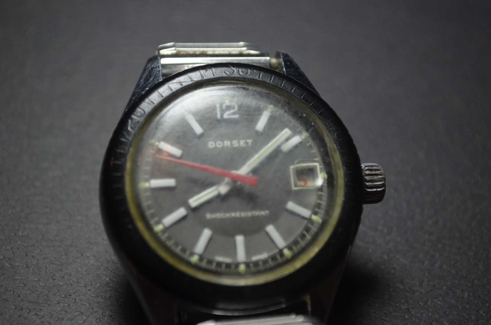 Vintage Dorset Black Dial Men’s Manual Wristwatch Swiss Chrome Plated Works