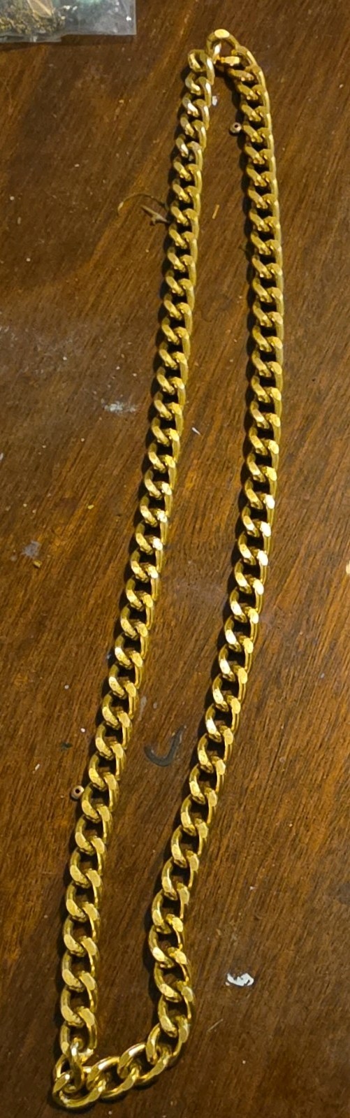 Lot of 3 Necklaces Gold Tone Curb Chain Lobster, White & Tan Beaded Strands