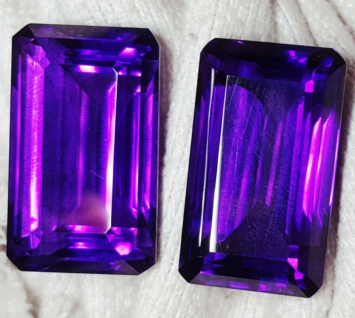 Loose Gems Natural Violet Amethyst Pair 100 Ct Untreated Certified Emerald G138