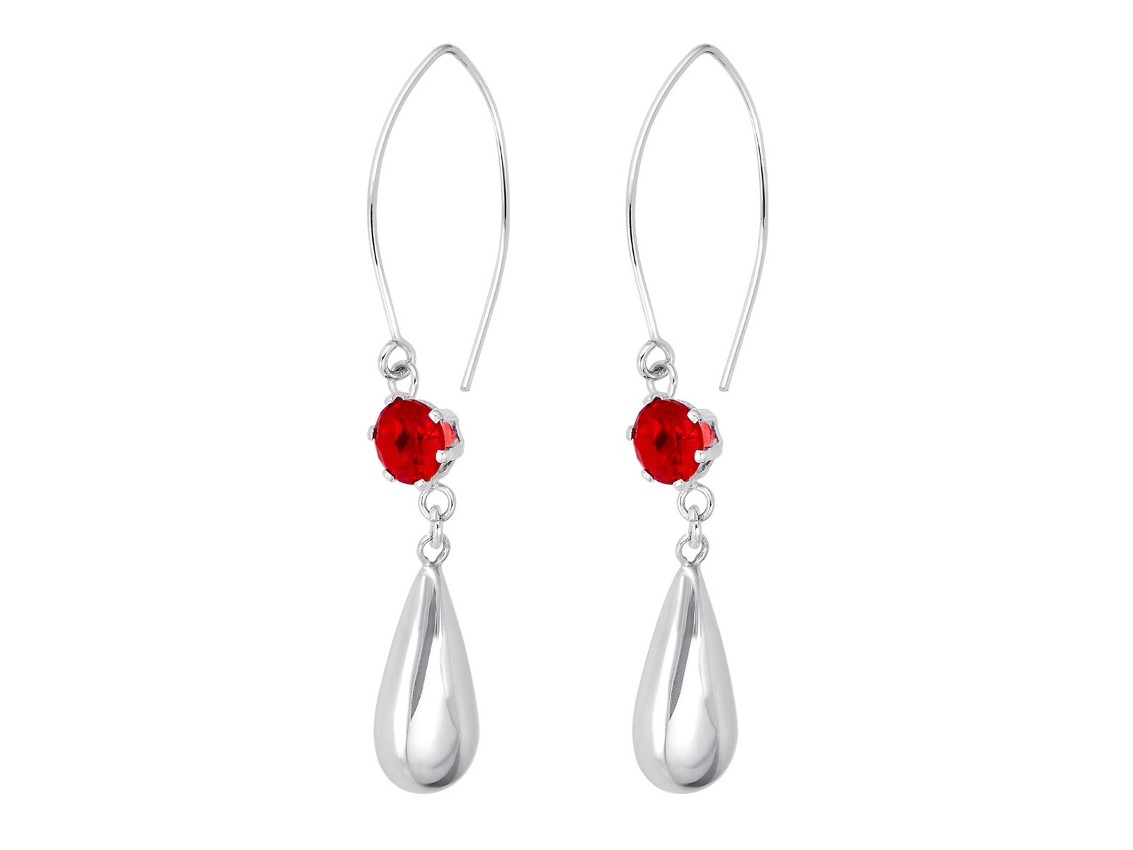 Violador Gota Lisas y Zirconia Roja 5.8 cm PLATA .925 HECHO EN MEXICO