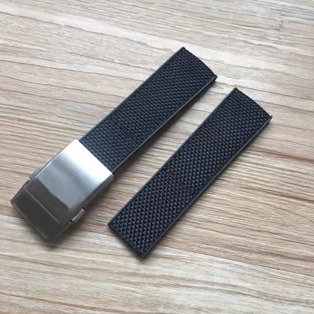 22mm Nylon Rubber Watch Band Strap Fits for Breitling NAVITIMER WORLD Avenger