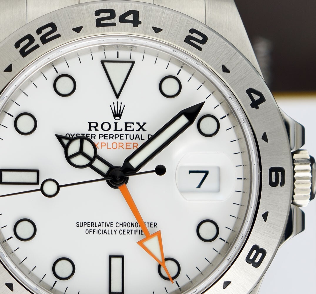 ROLEX 42mm Stainless Steel Explorer II POLAR White w/ CARD 216570 SANT BLANC