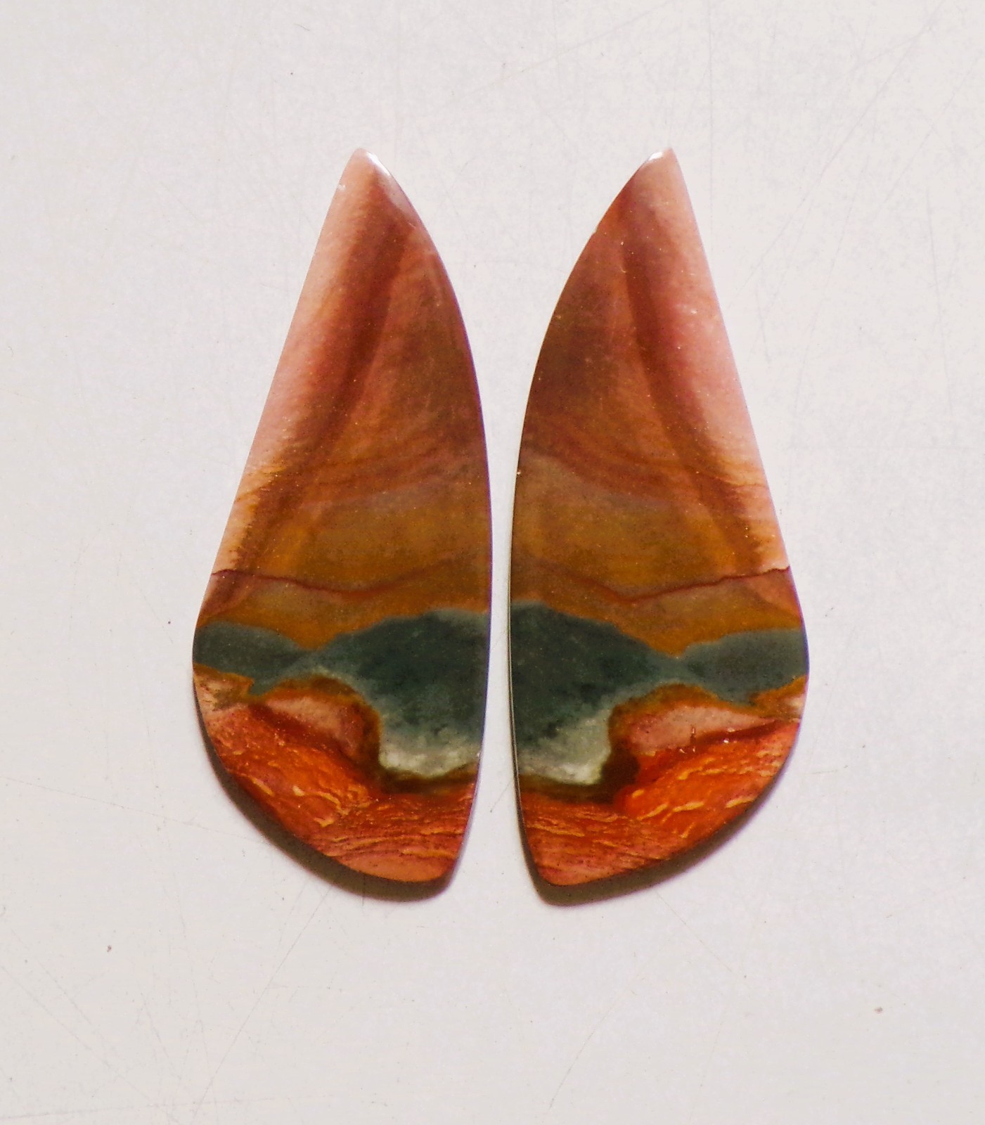 31.20 Cts Natural Polychrome Jasper Cabochon Match Pair Gemstone 41X17MM 23