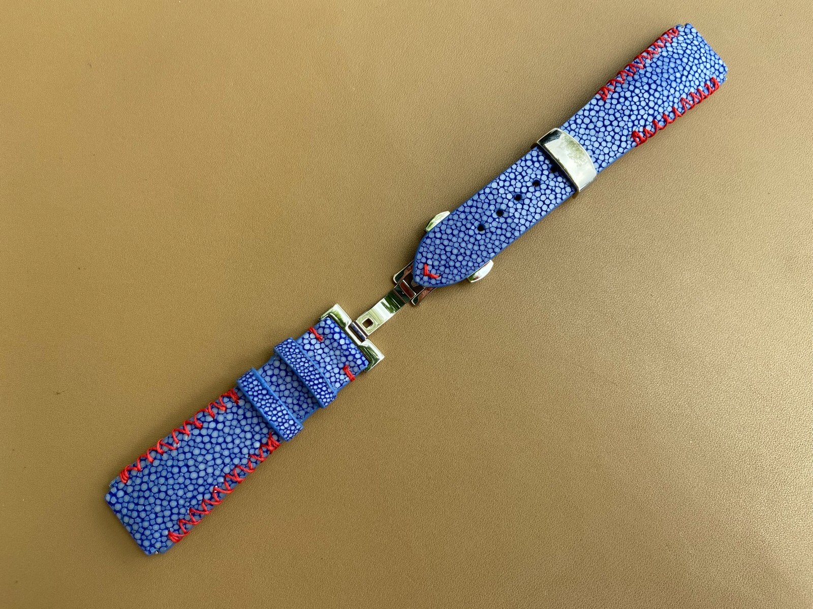 Blue Stingray Leather Watch Strap Band, Size 18mm 19mm 20mm 21mm 22mm 24mm 26mm