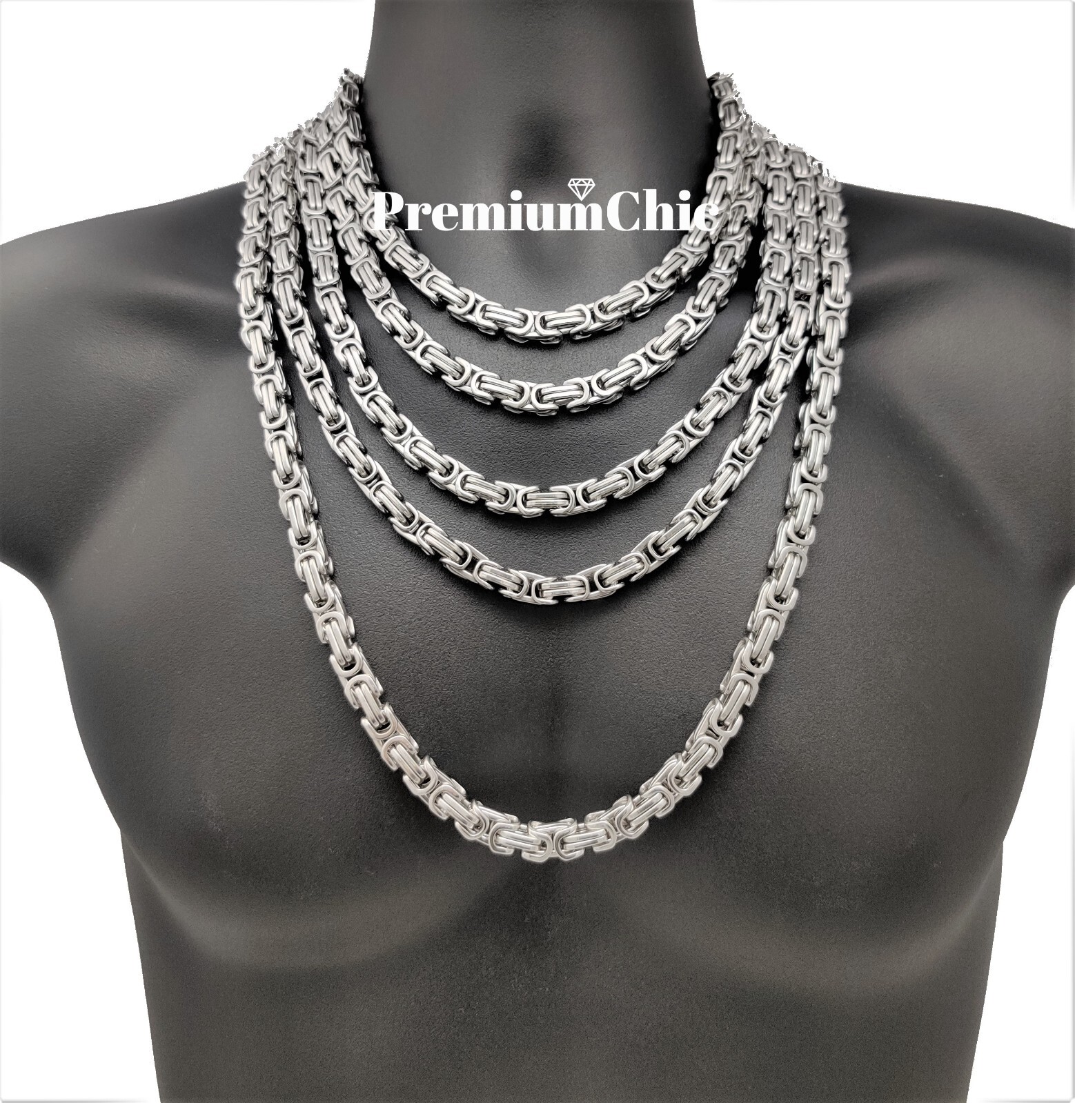 18″-30″ HEAVY STAINLESS STEEL NOT PLATED Byzantine Box Necklace Mens Jewelry 8MM