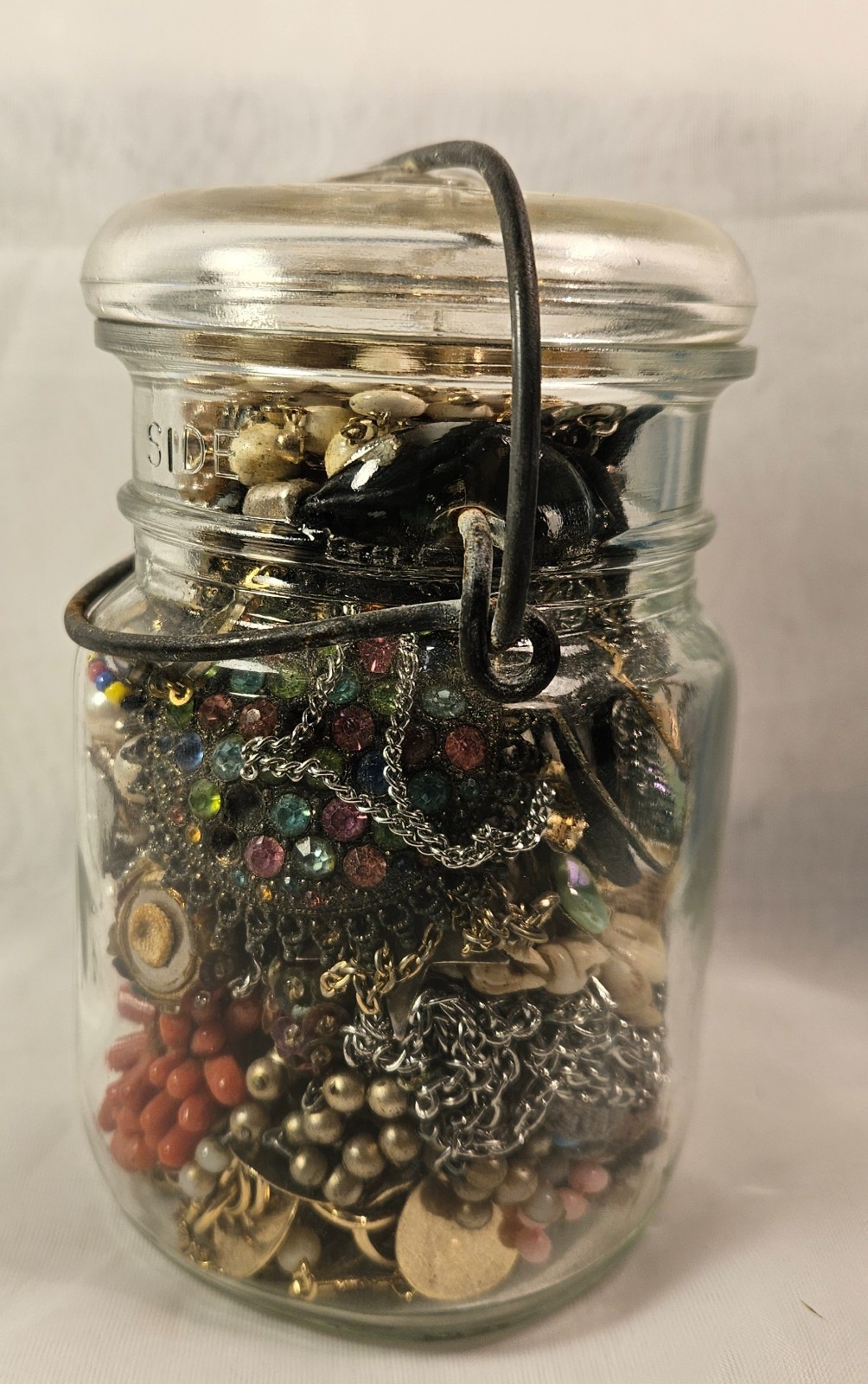 Vintage Ball Ideal Jar with #23 Lid Filled with Jewelry
