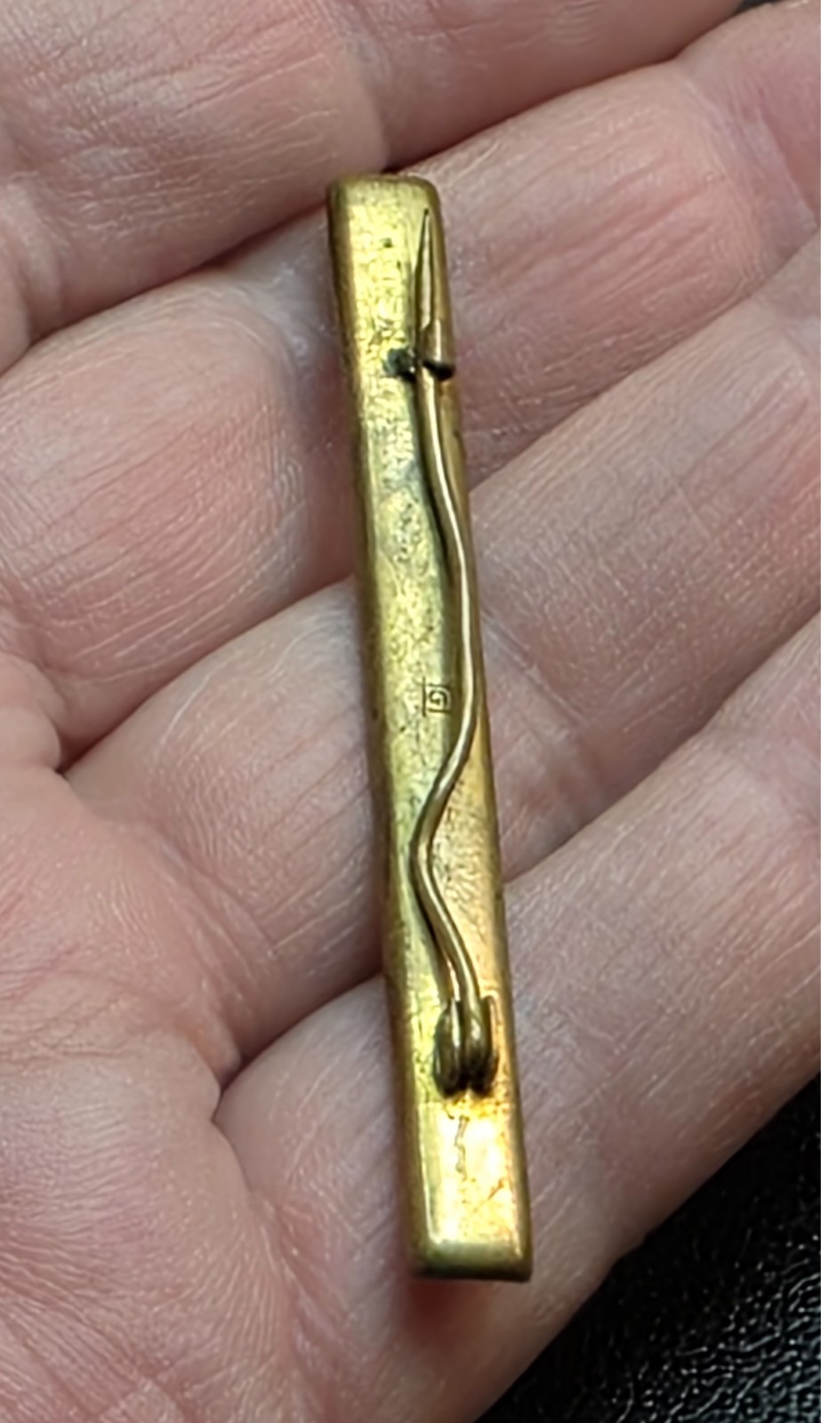 Japanese Mt Fuji Sansui Nunome Zōgan Bar Damascene Gold Tone Tie Pin