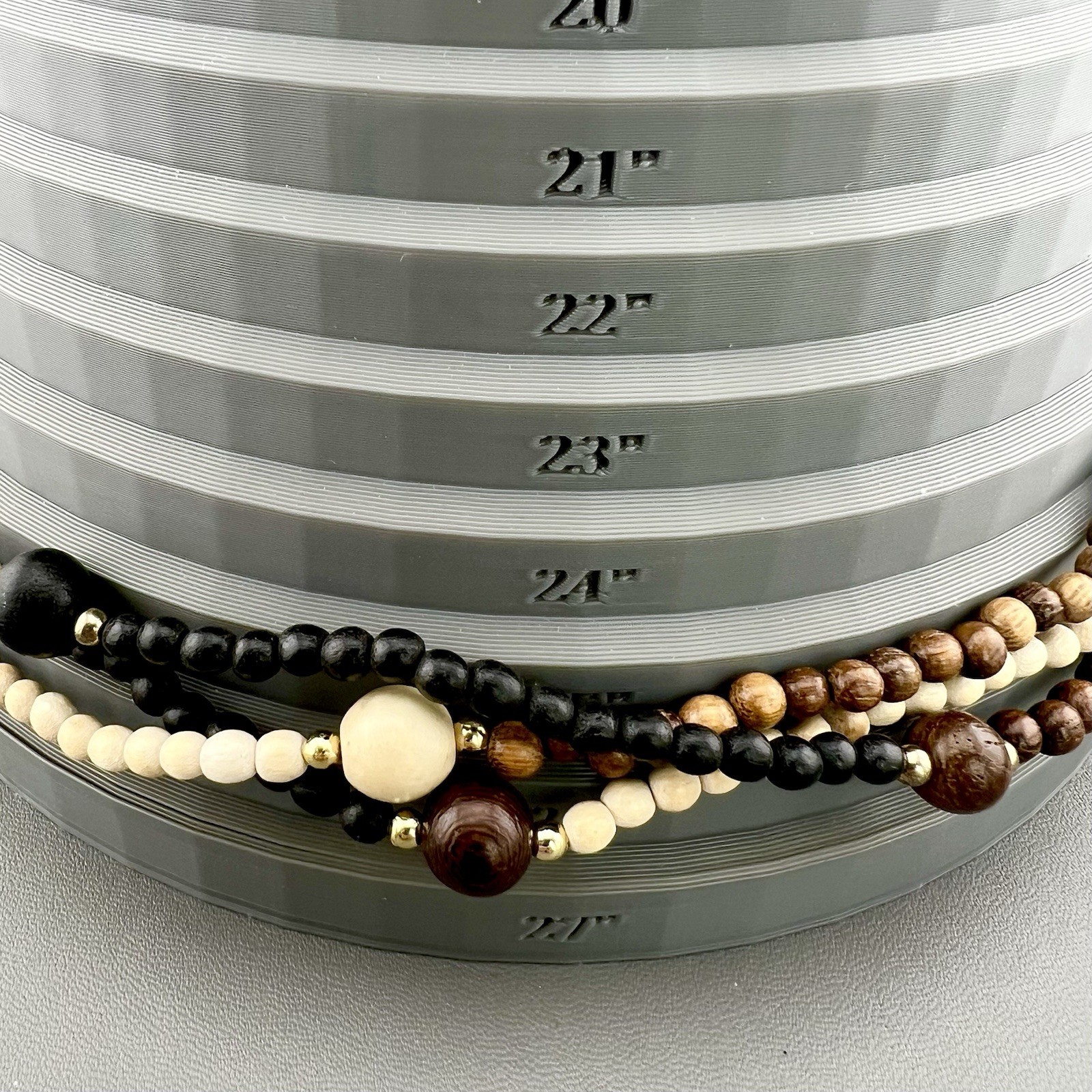 Vintage Beaded Necklace Earth Tone Boho Wood Multi Strand Statement 25”