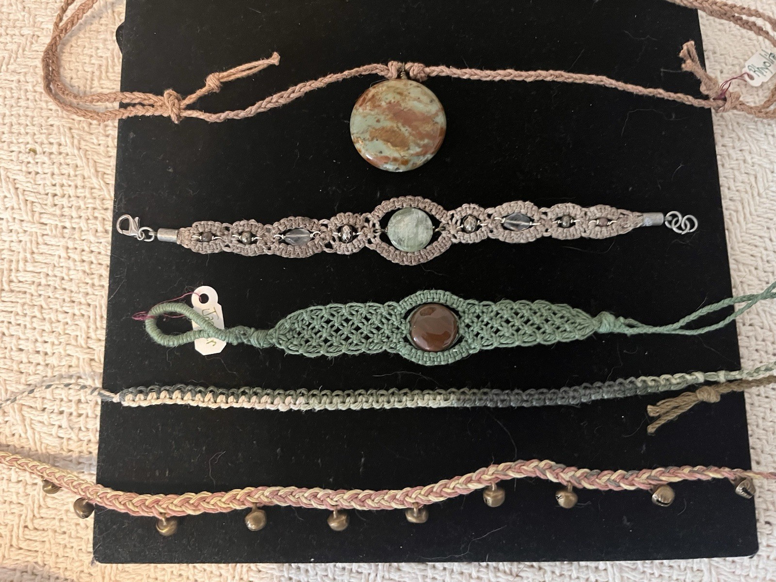 Hemp Jewelry Lot Of 18 Pieces W/semi-precious Stones All New