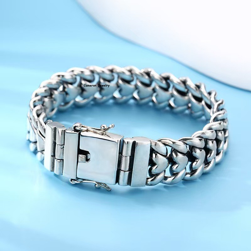 Solid 925 Sterling Silver Thick Curb Chain Bracelet Men Women Heavy Tank Link