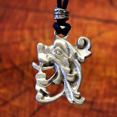 Medieval Lion Pewter Pendant with adjustable cotton cord made in USA