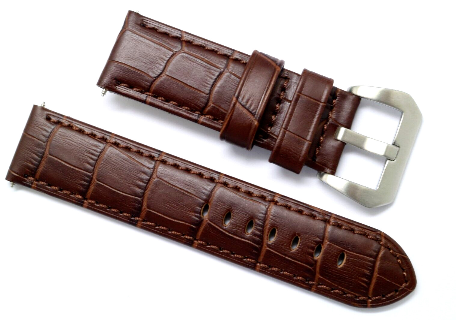 24mm Brown Croco Embossed Leather Replacement Watch Strap – Panerai 24 & Others