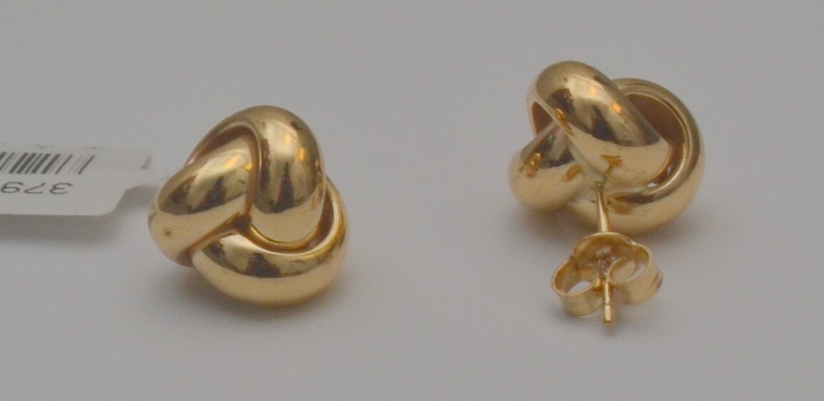 Gold love knot earrings yellow 14k stud earrings for women 14kt gold DT